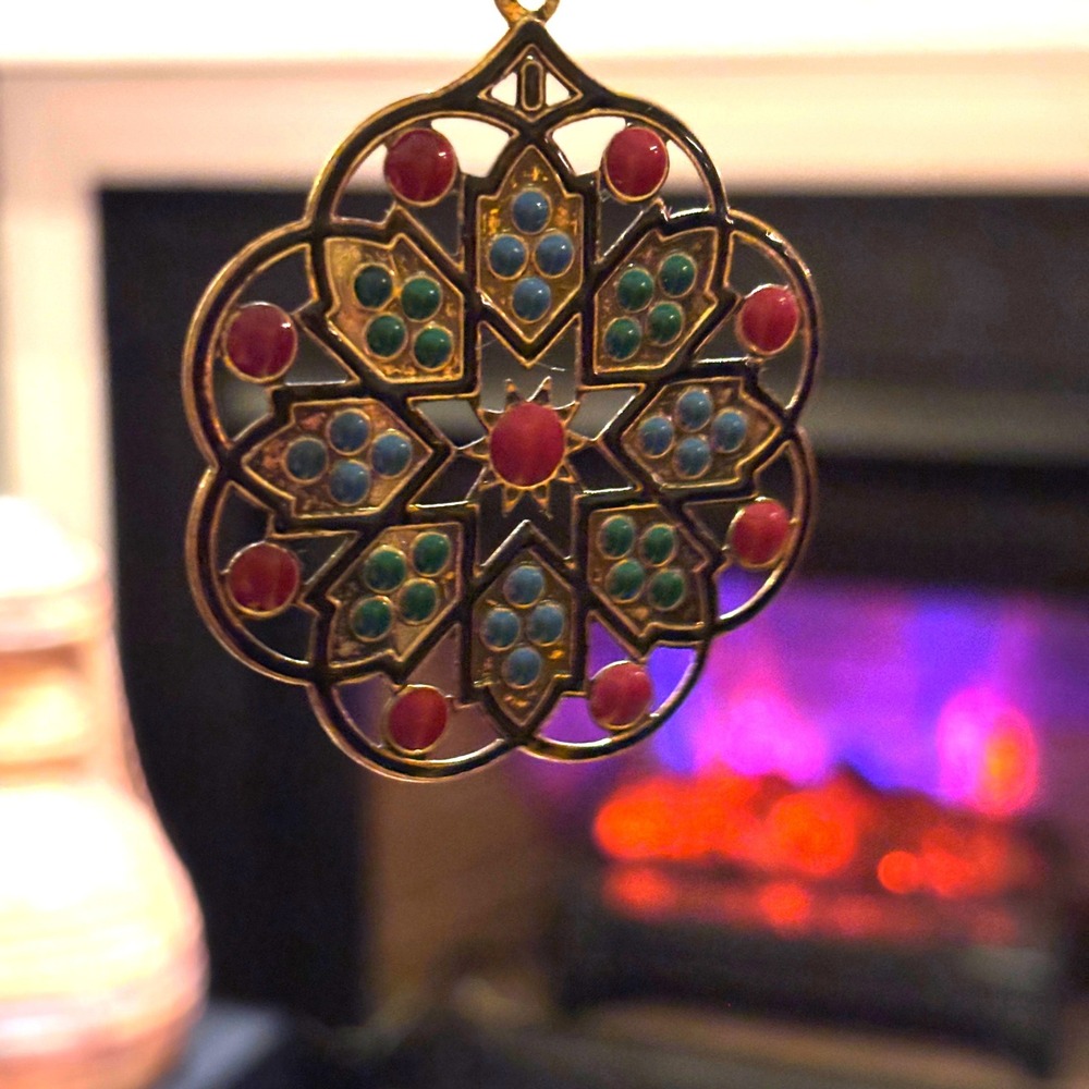 Moroccan Multicolor Enamel Mandala Medallion Design Drop Earrings - Picture 2 of 6